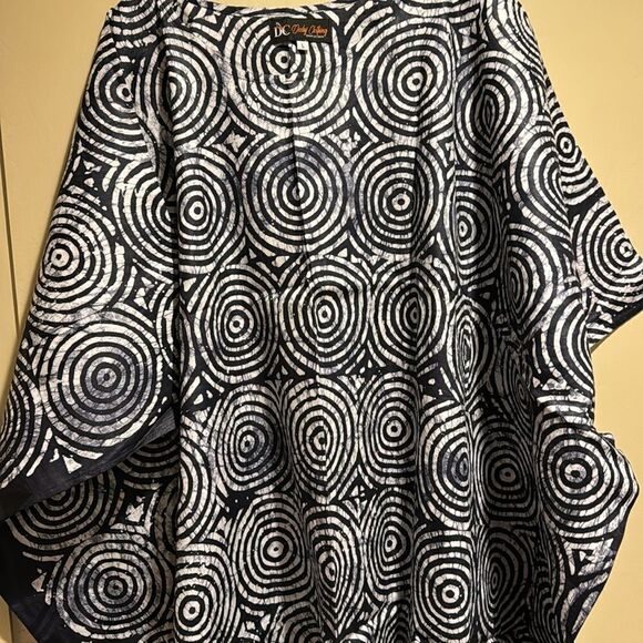 Declaj Clothing original hand sewn pullover dolman maxi black tiedye gown/kaftan - Picture 2 of 8